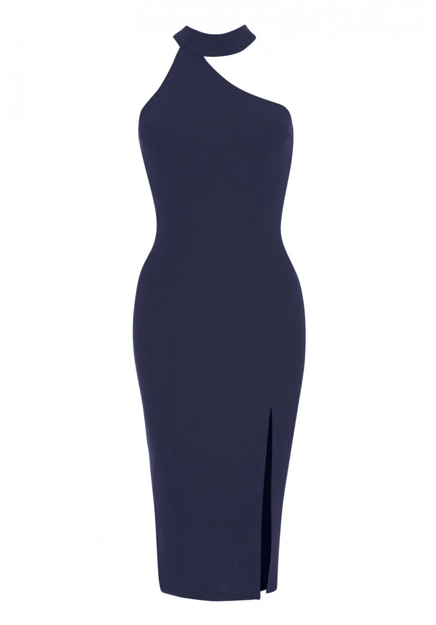 Navy Choker Bodycon Dress - Image 4