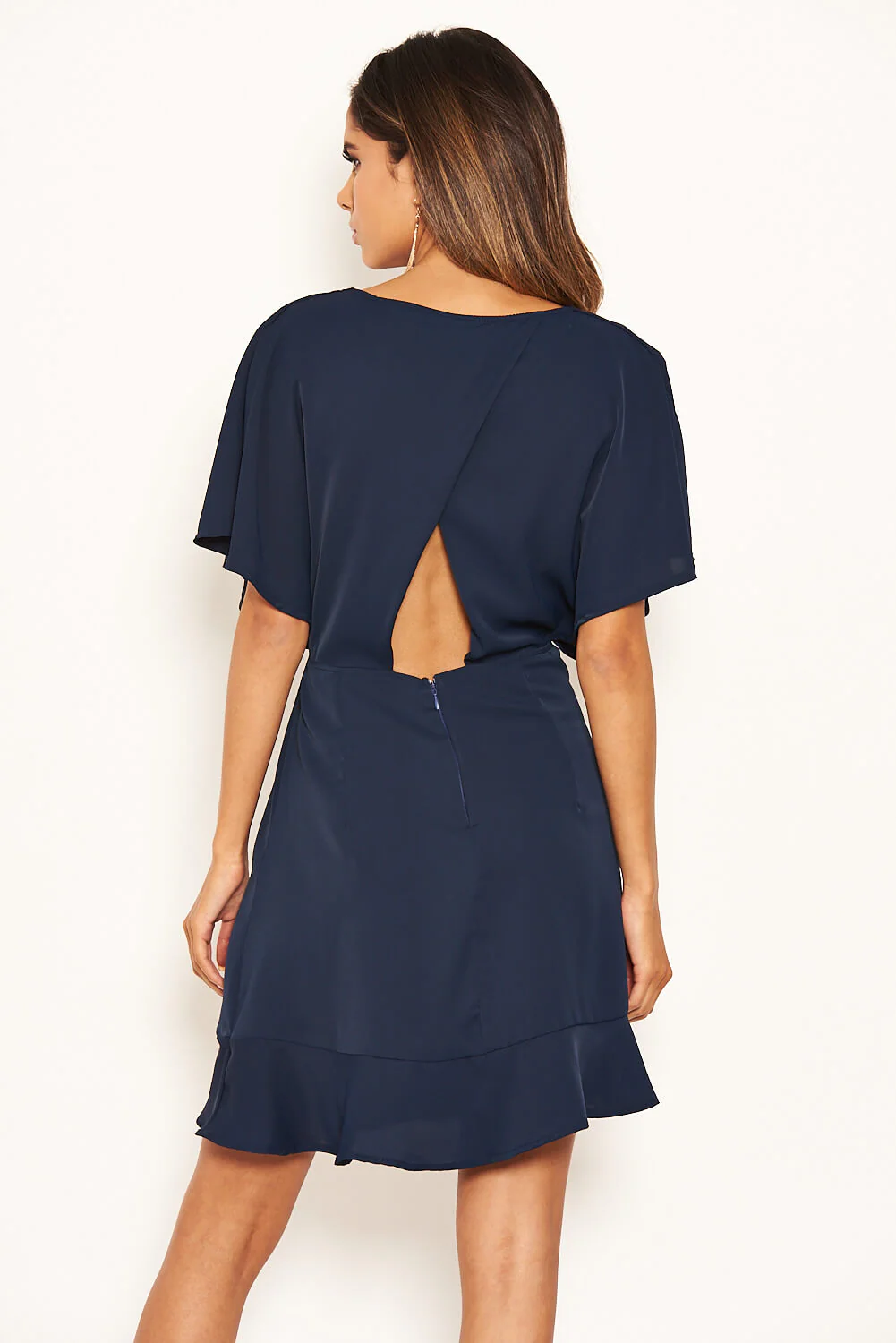 Navy Cross Over Back Dress - Image 6