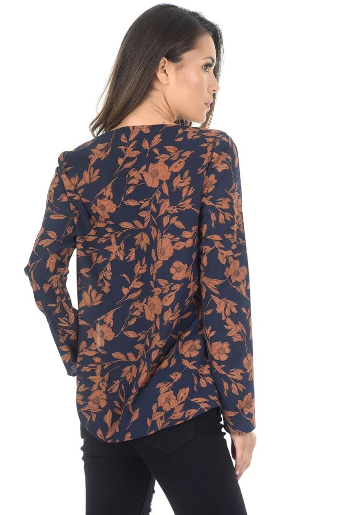 Navy Floral Frill Top - Image 3