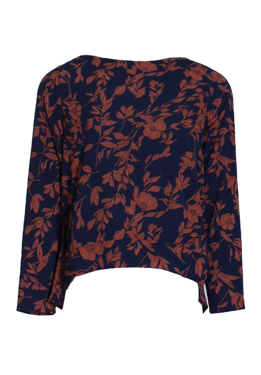 Navy Floral Frill Top - Image 4