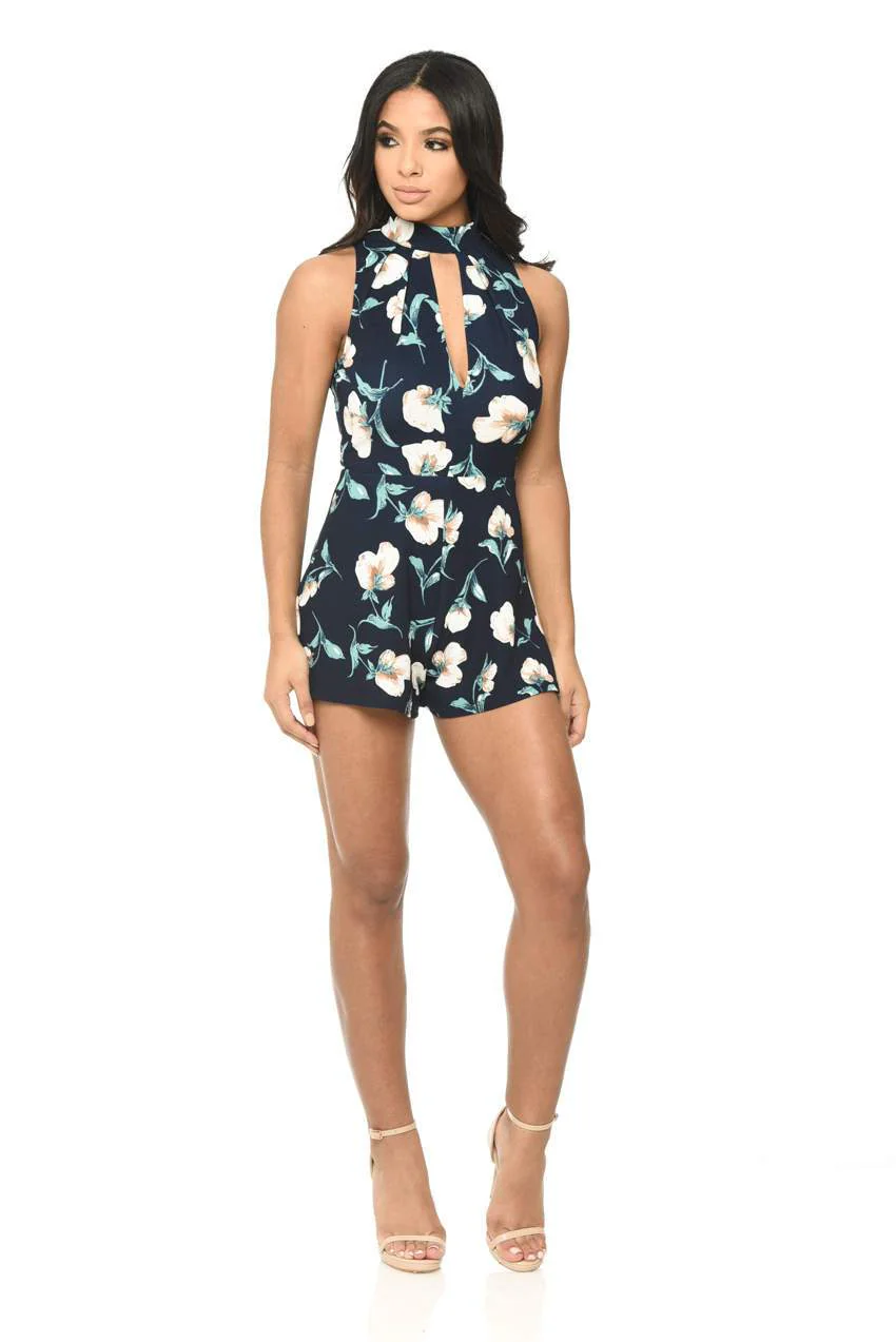 Navy Floral Playsuit - Image 2