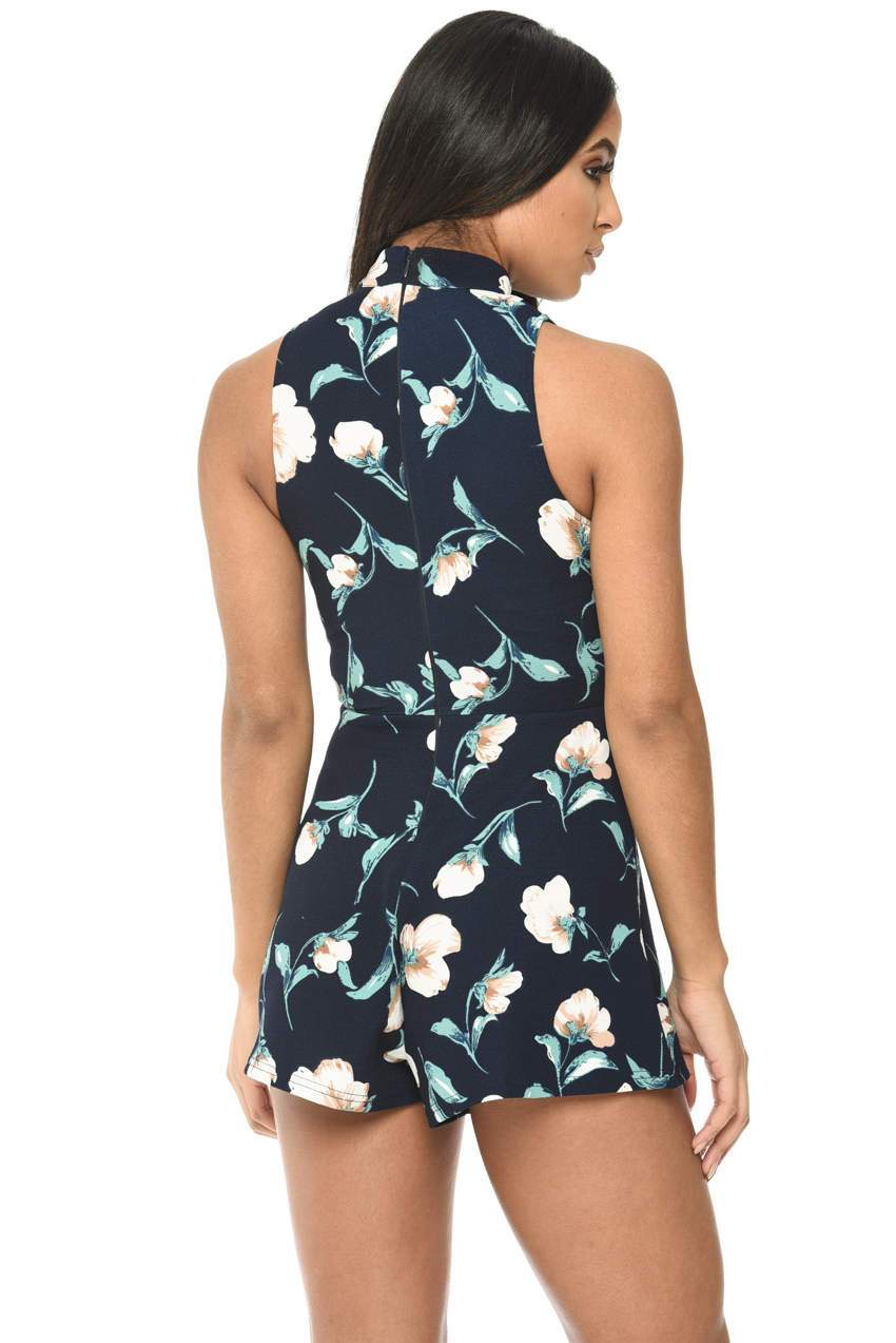Navy Floral Playsuit - Image 3