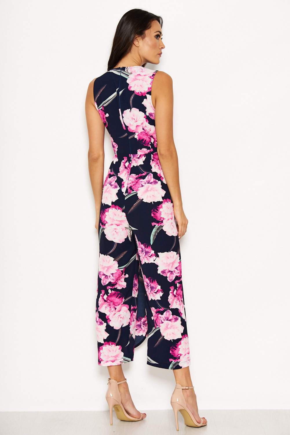 Navy Floral Print Jumpsuit - Image 5