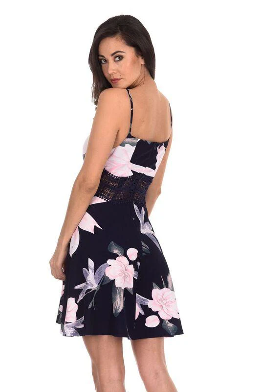 Navy Floral Swing Dress - Image 3