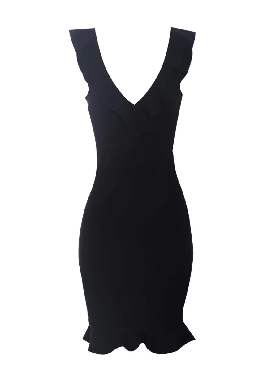 Navy Floral V-Neck Strappy Skater Dress - Image 5