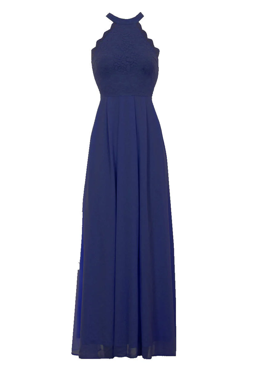 Navy Lace Choker Neck Maxi Dress - Image 4