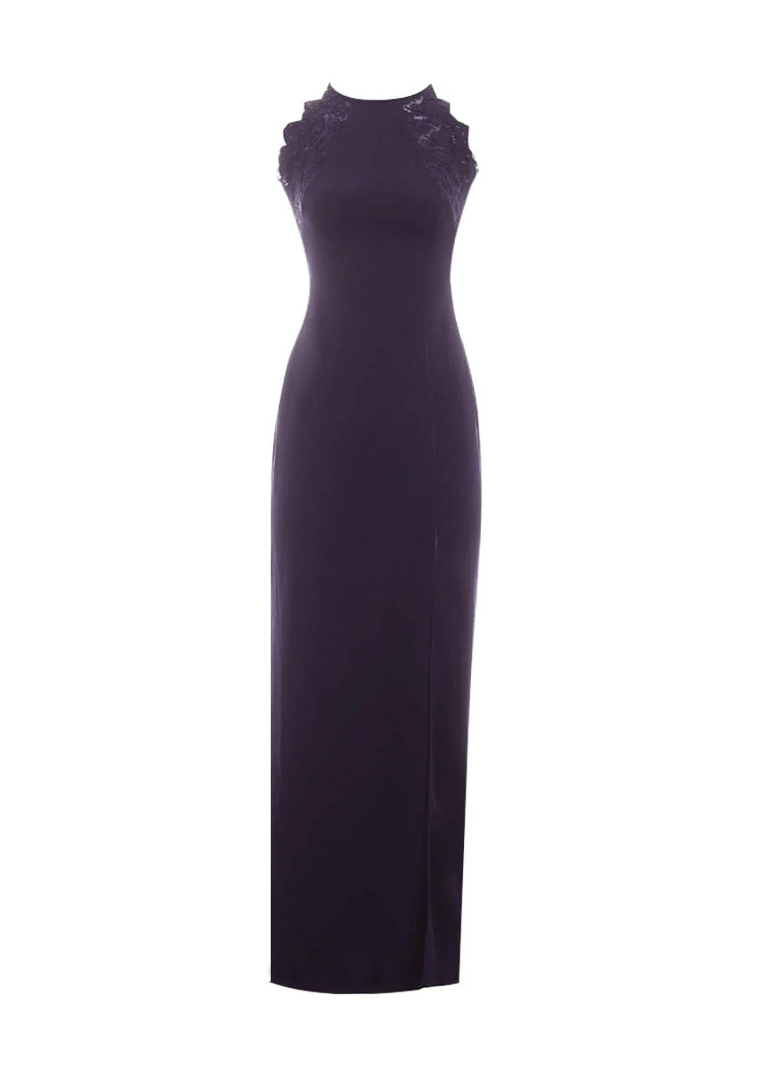 Navy Lace Detail Maxi Dress - Image 4