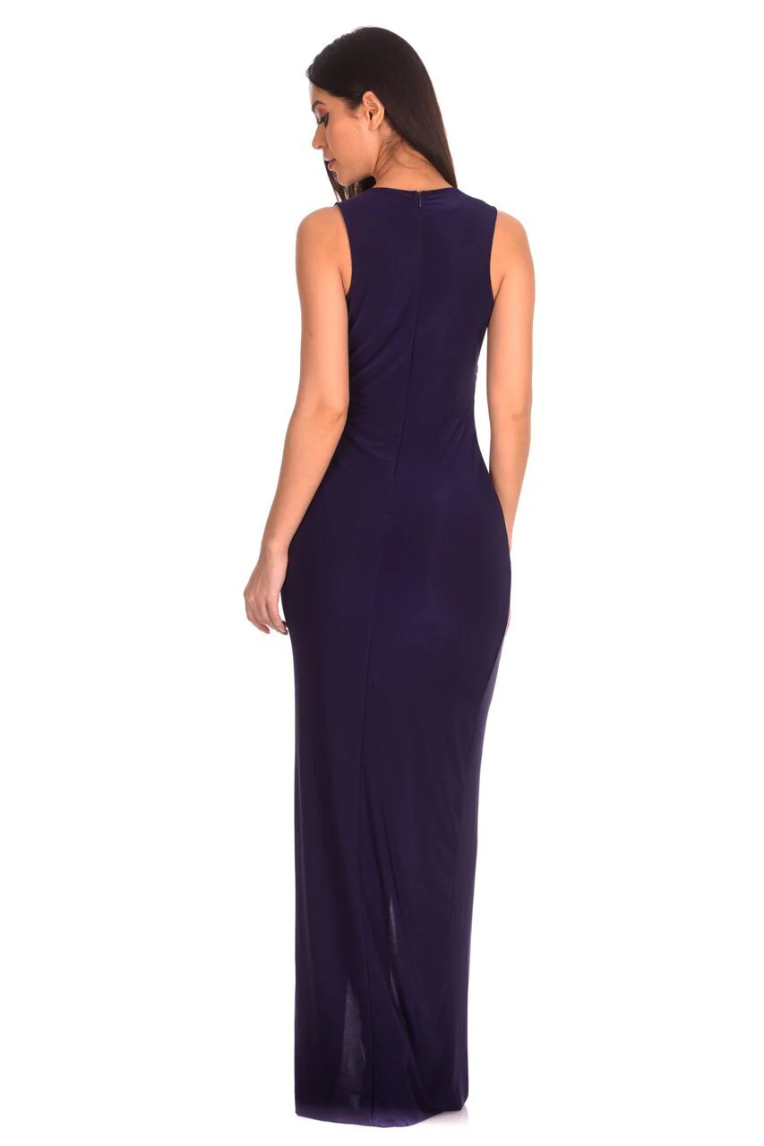 Navy Lace Detailing Maxi Dress - Image 3