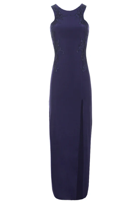 Navy Lace Detailing Maxi Dress - Image 4