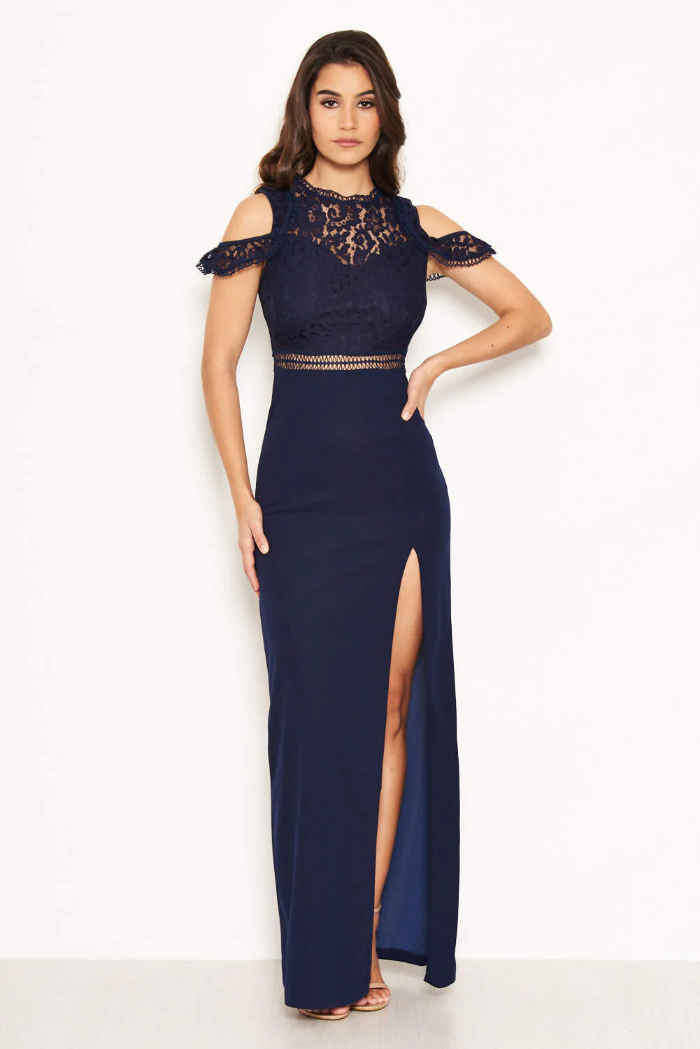 Navy Lace Top Maxi Dress - Image 2
