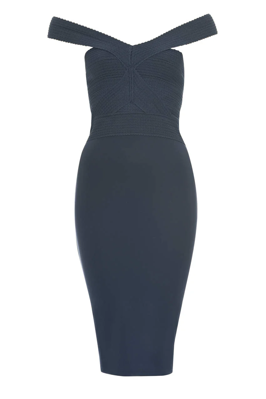 Navy Midi Dress With Bandage Top - Image 4