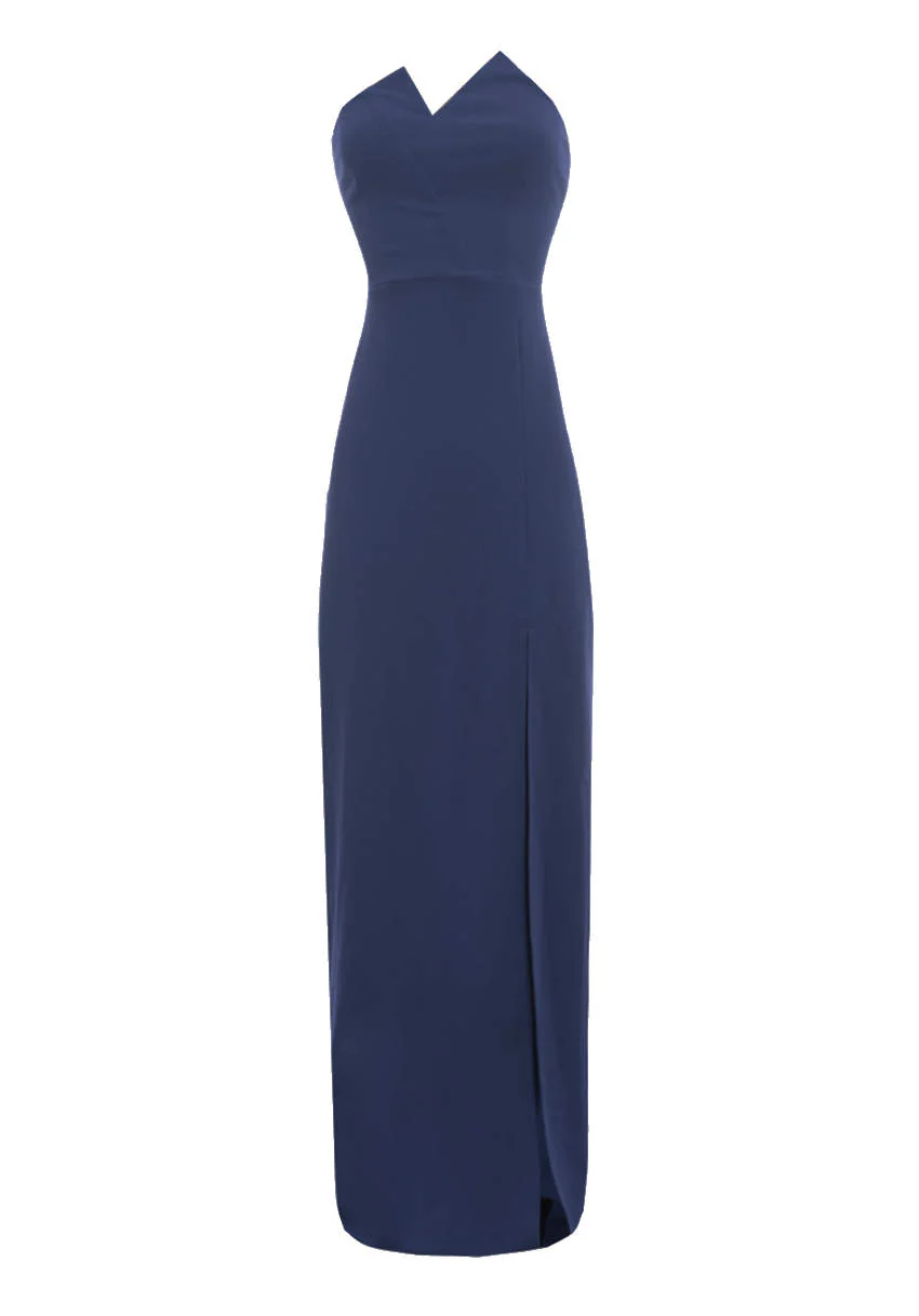 Navy Notch Front Maxi Dress - Image 5