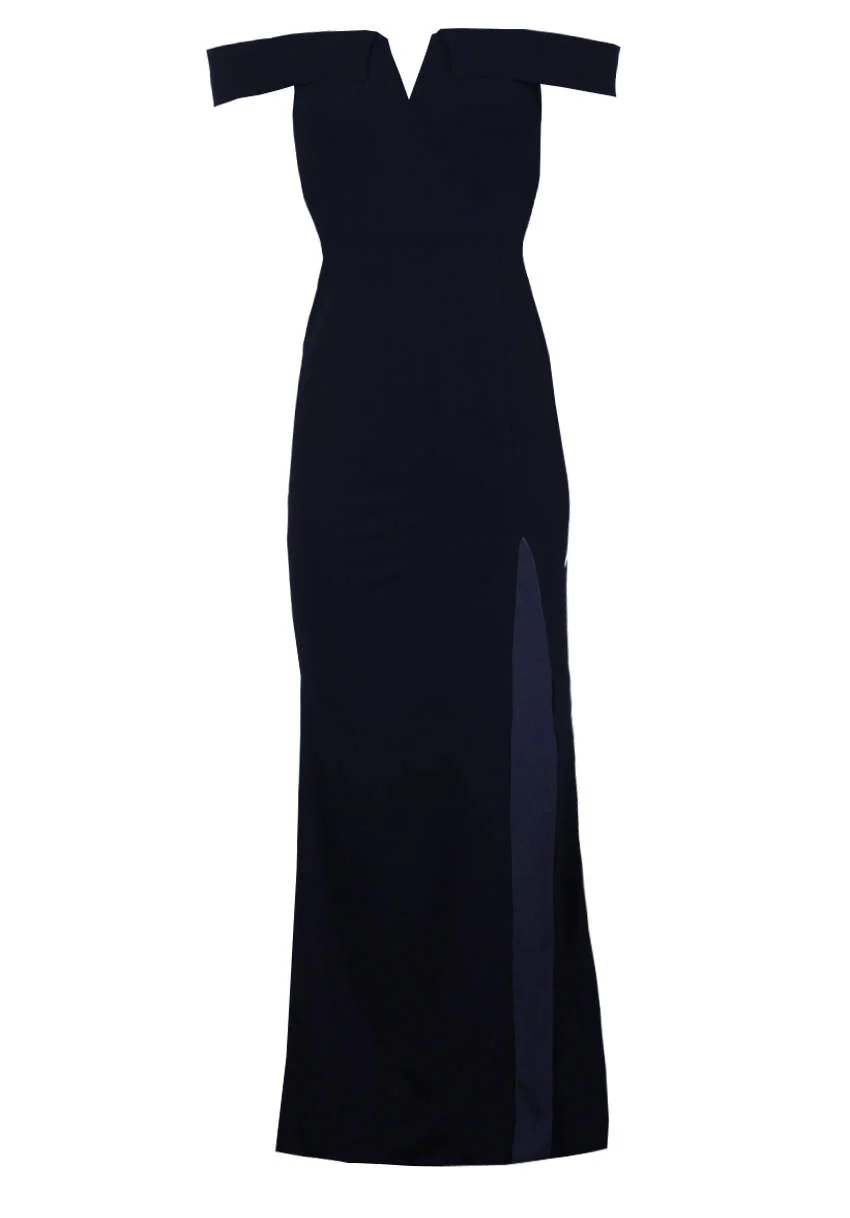 Navy Off The Shoulder Maxi Dress - Image 4