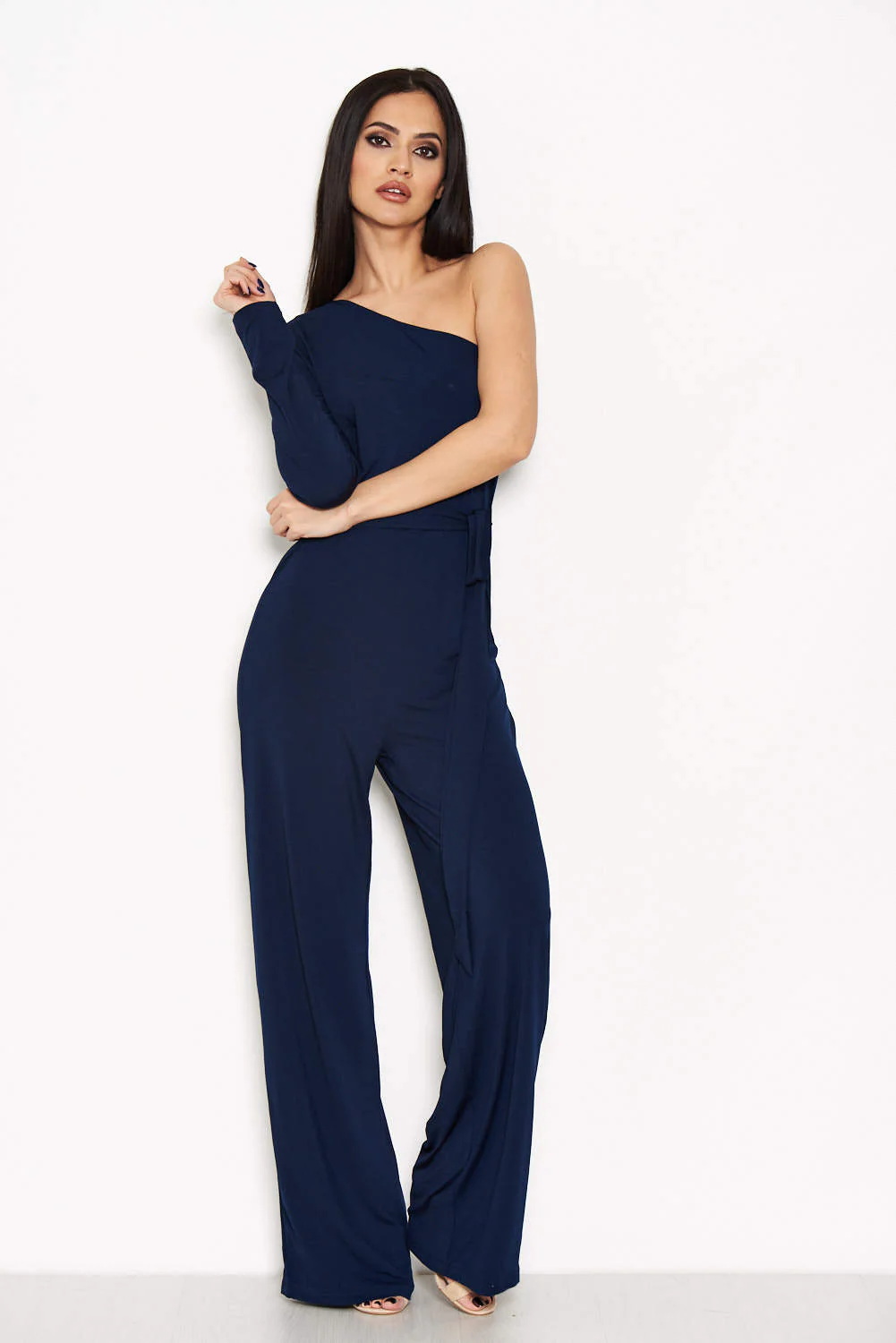 Navy One Shoulder Jumpsuit - Image 2