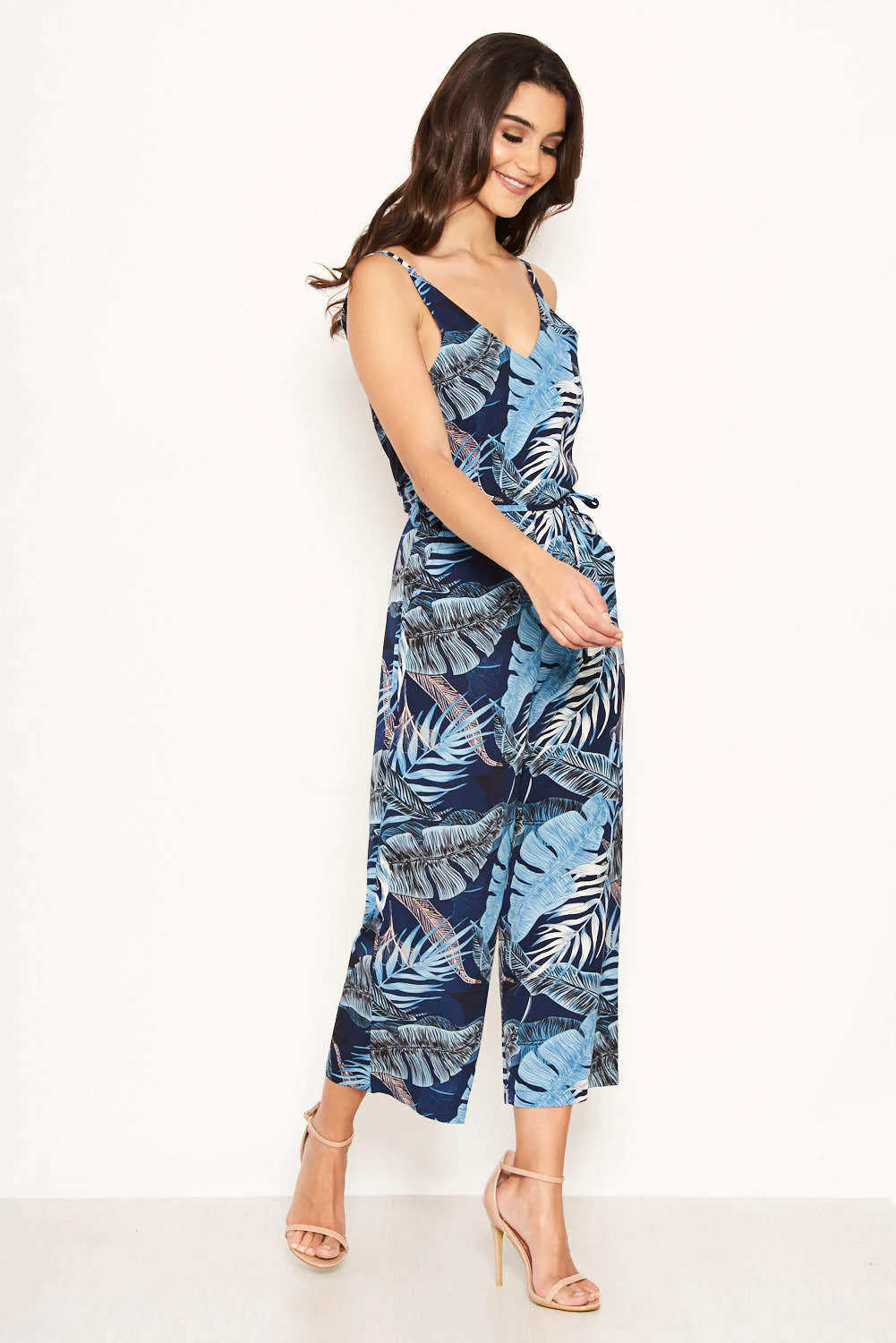 Navy Strappy Tropical Jumpsuit - Image 2