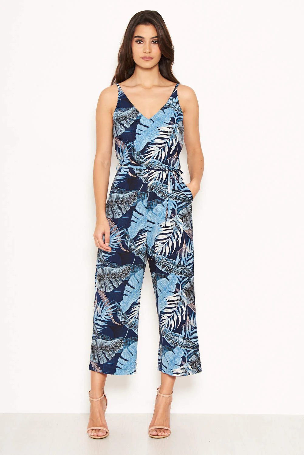 Navy Strappy Tropical Jumpsuit - Image 5