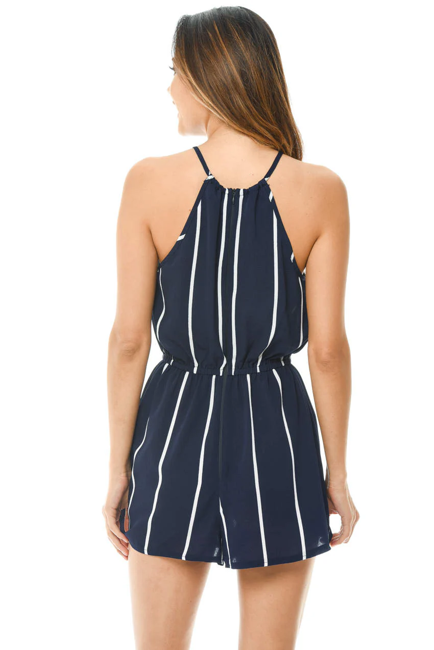 Navy Striped Playsuit - Image 3