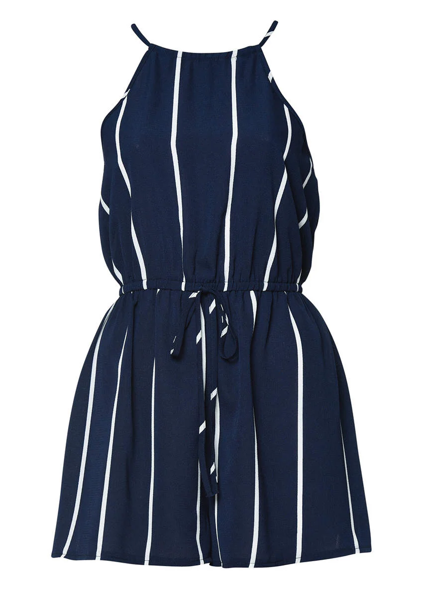 Navy Striped Playsuit - Image 4