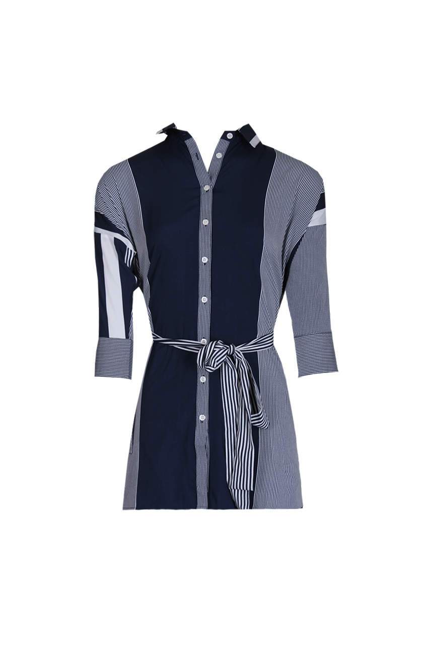 Navy Striped Shirt Dress - Image 4