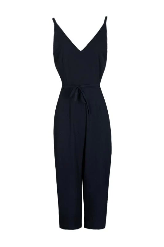 Navy V-Neck Culotte Jumpsuit - Image 4