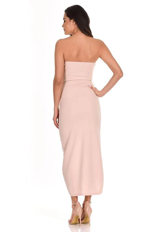 Nude Bardot Frill Detail Midi Dress - Image 3