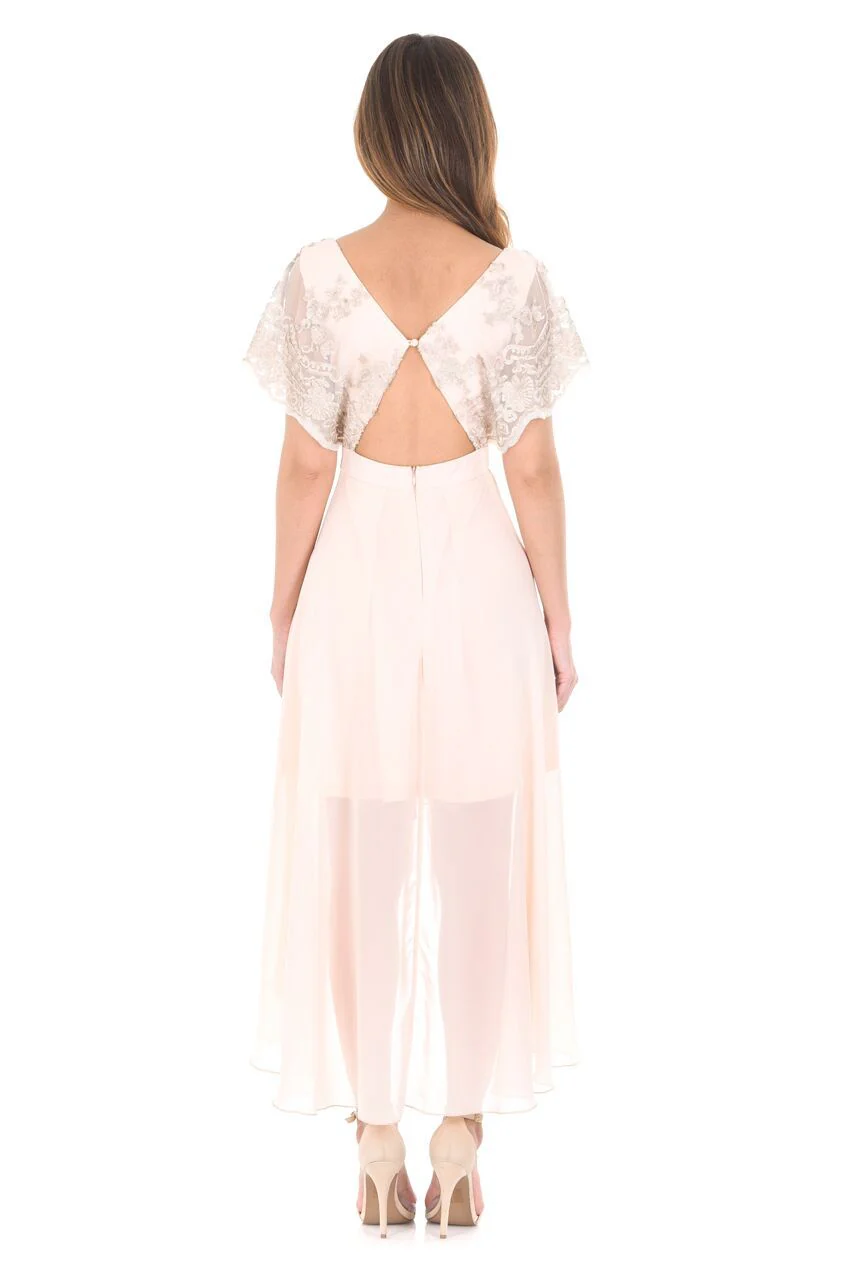 Nude Batwing Sequin Top Dress - Image 3