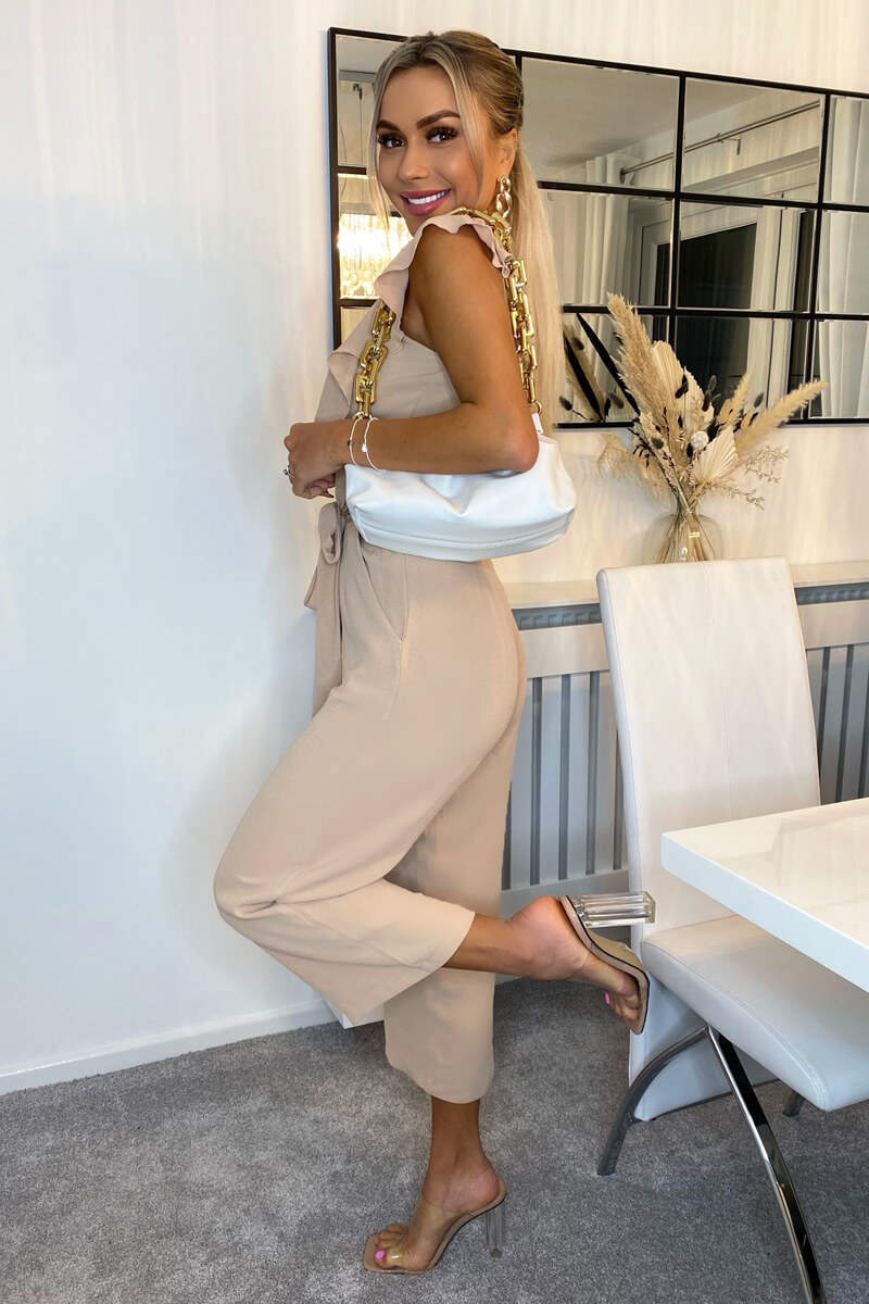 Nude Frill Front Belted Jumpsuit - Image 3