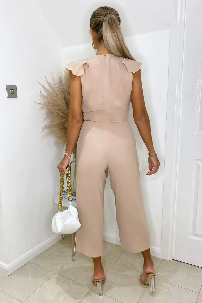 Nude Frill Front Belted Jumpsuit - Image 4