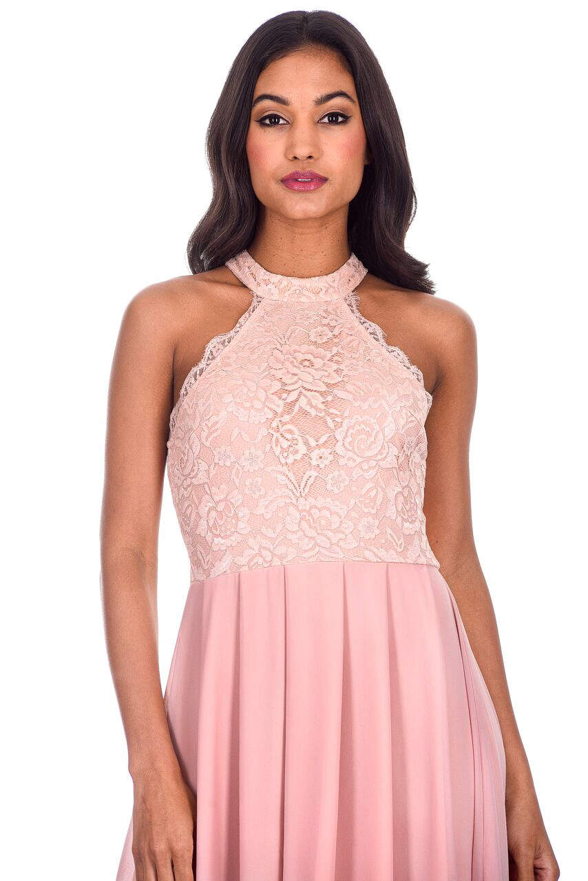 Nude Lace Detail Maxi Dress - Image 5