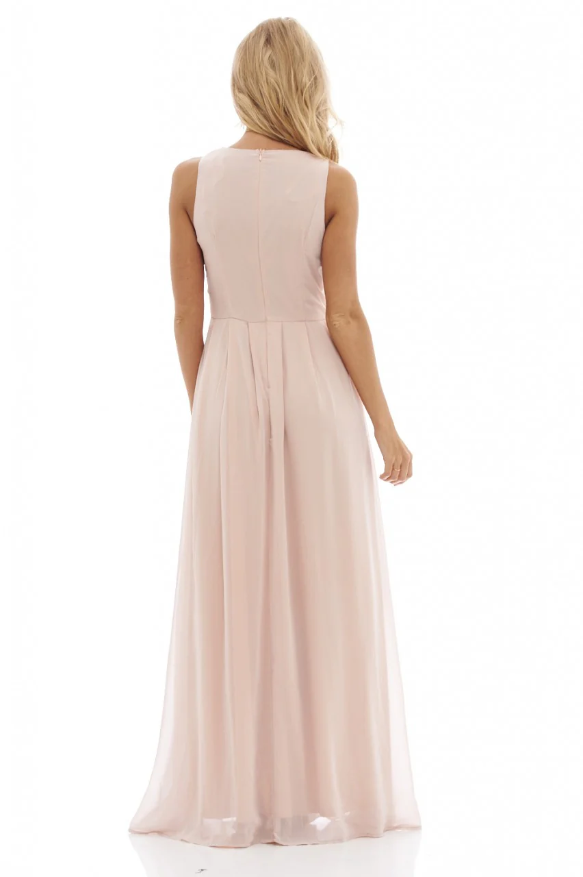 Nude Lace Maxi Dress - Image 4