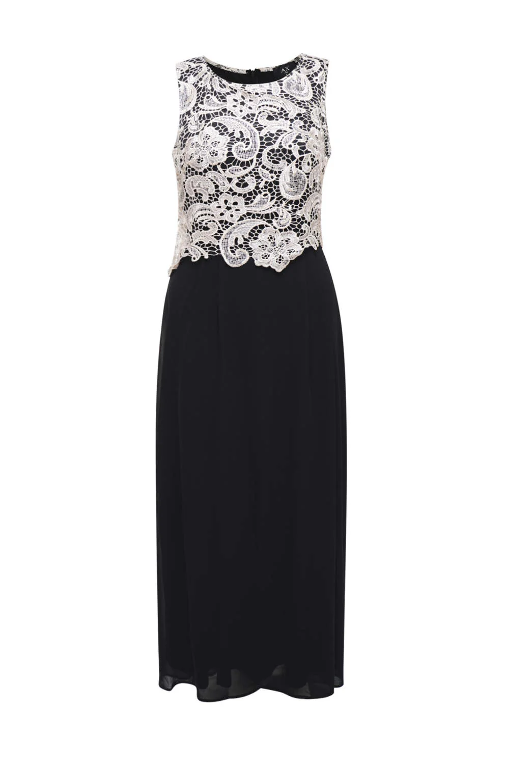 Nude Maxi Crochet Dress with Lace Overlay - Image 3