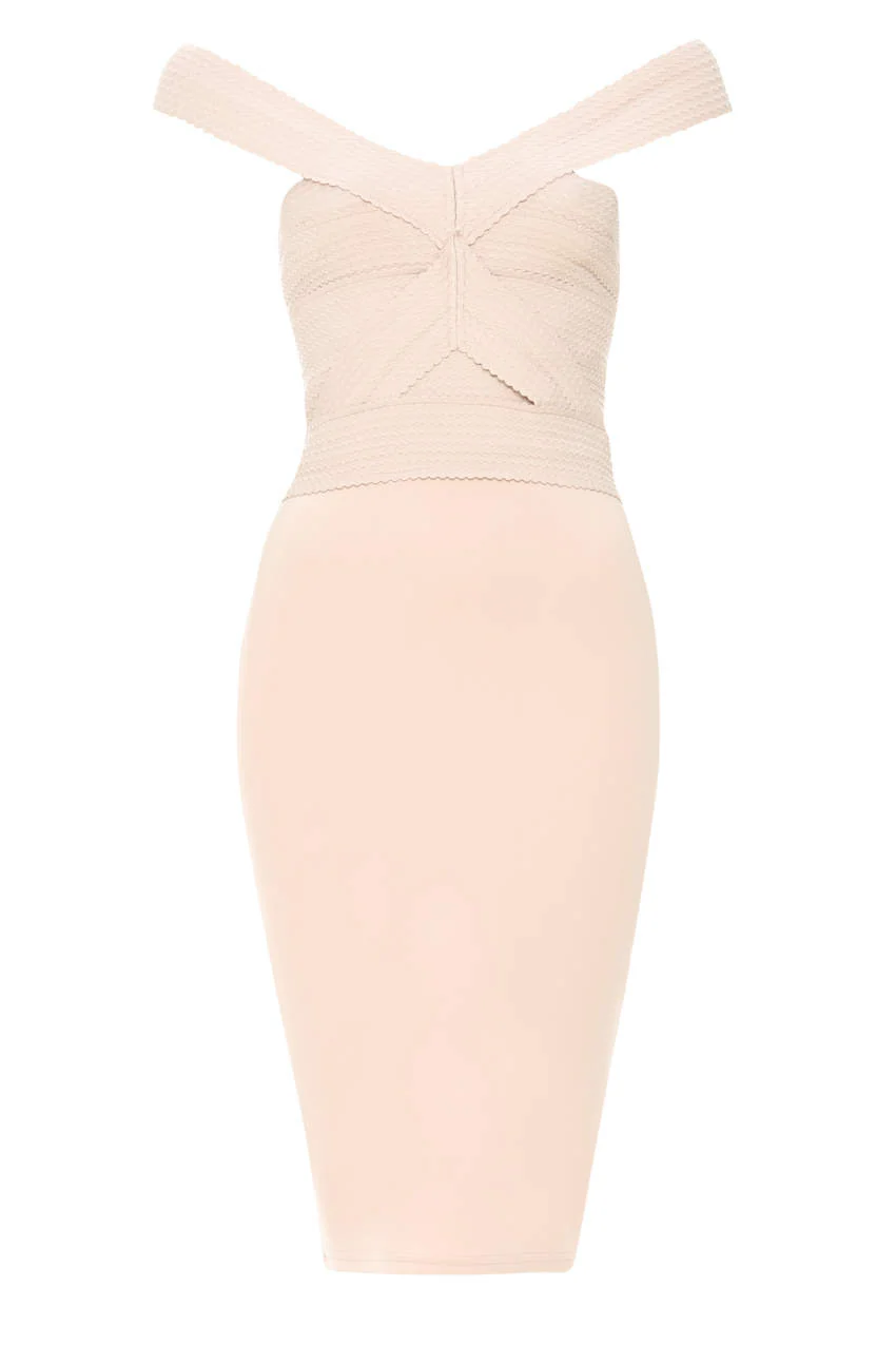 Nude Midi Dress With Bandage Top - Image 4