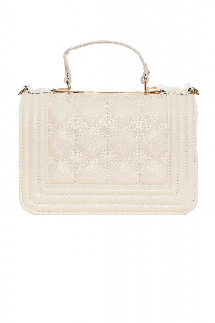 Nude Mini Quilted Handbag - Image 3