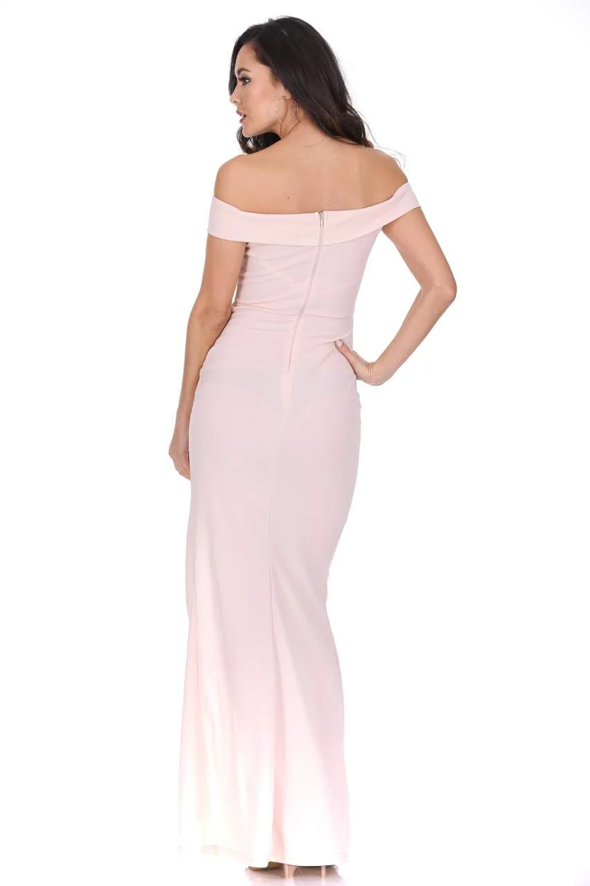Nude Off The Shoulder Maxi Dress - Image 3