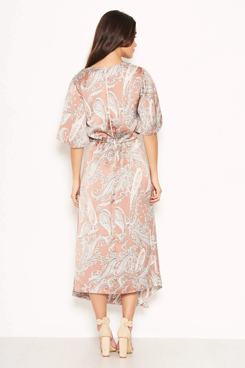 Nude Printed Split Maxi Dress - Image 4