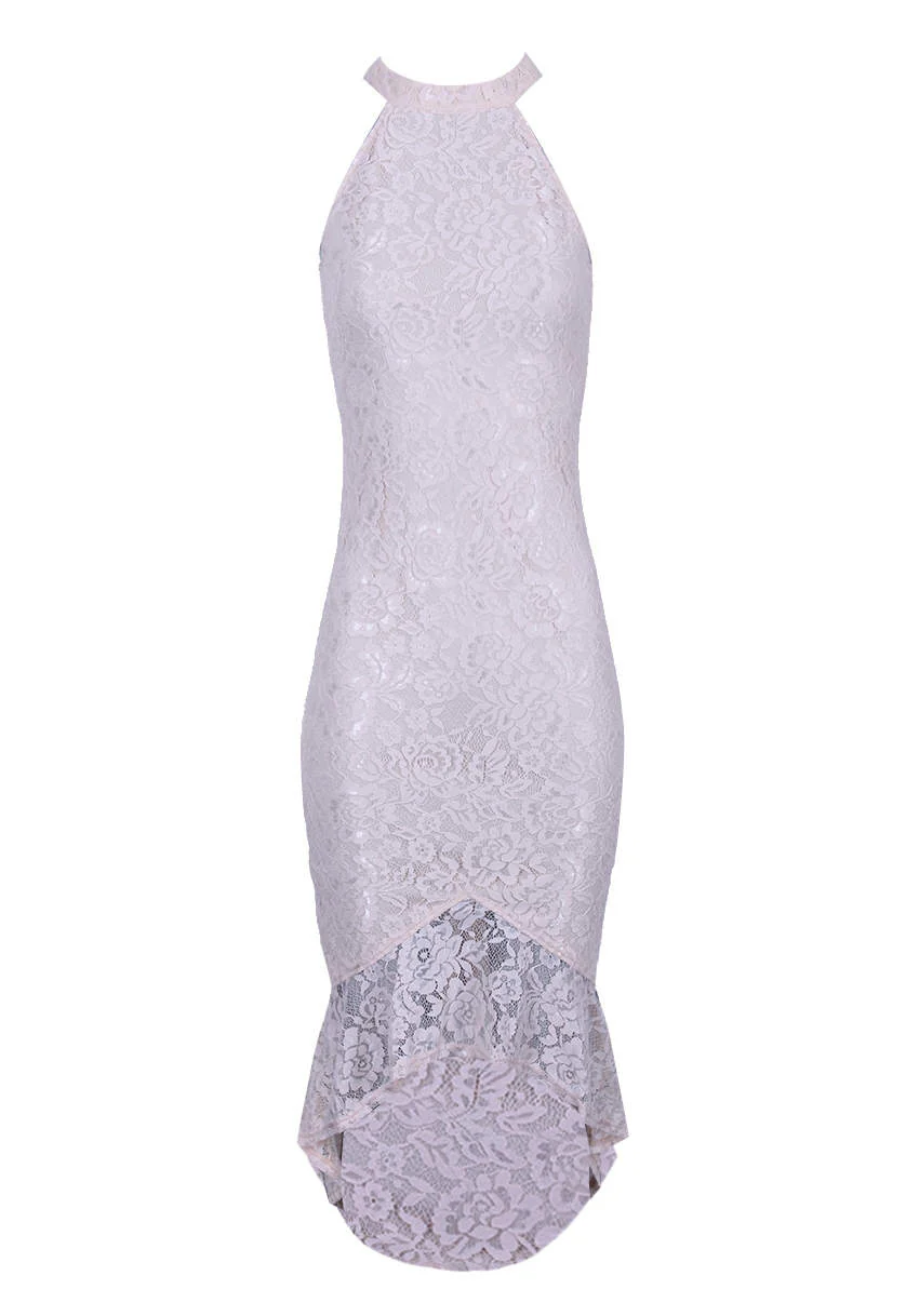 Nude Racer Neck Fishtail Dress - Image 5