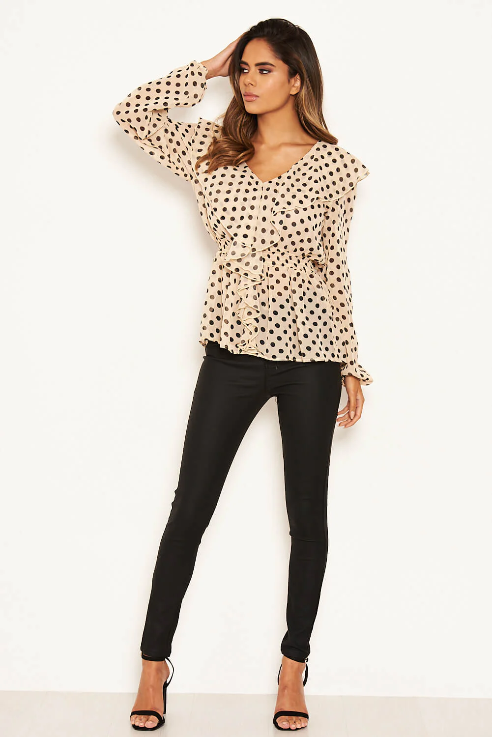 Nude Ruffle Polka Dot Top - Image 2