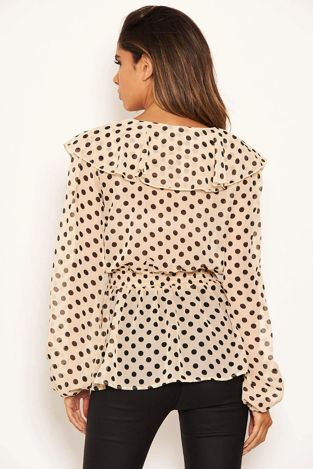 Nude Ruffle Polka Dot Top - Image 5