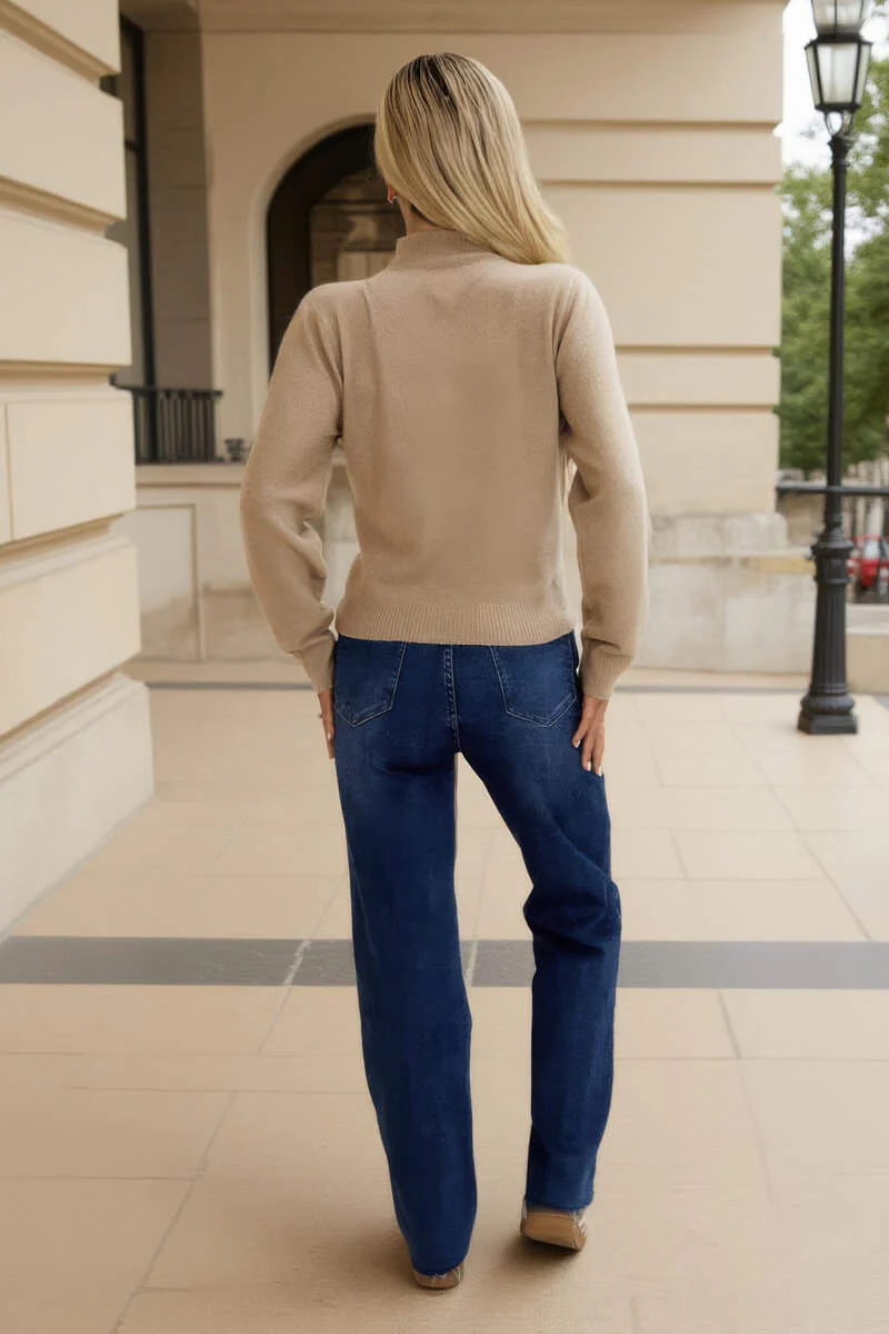 Oatmeal 2 in 1 Tie Front Jumper Cardigan - Image 5