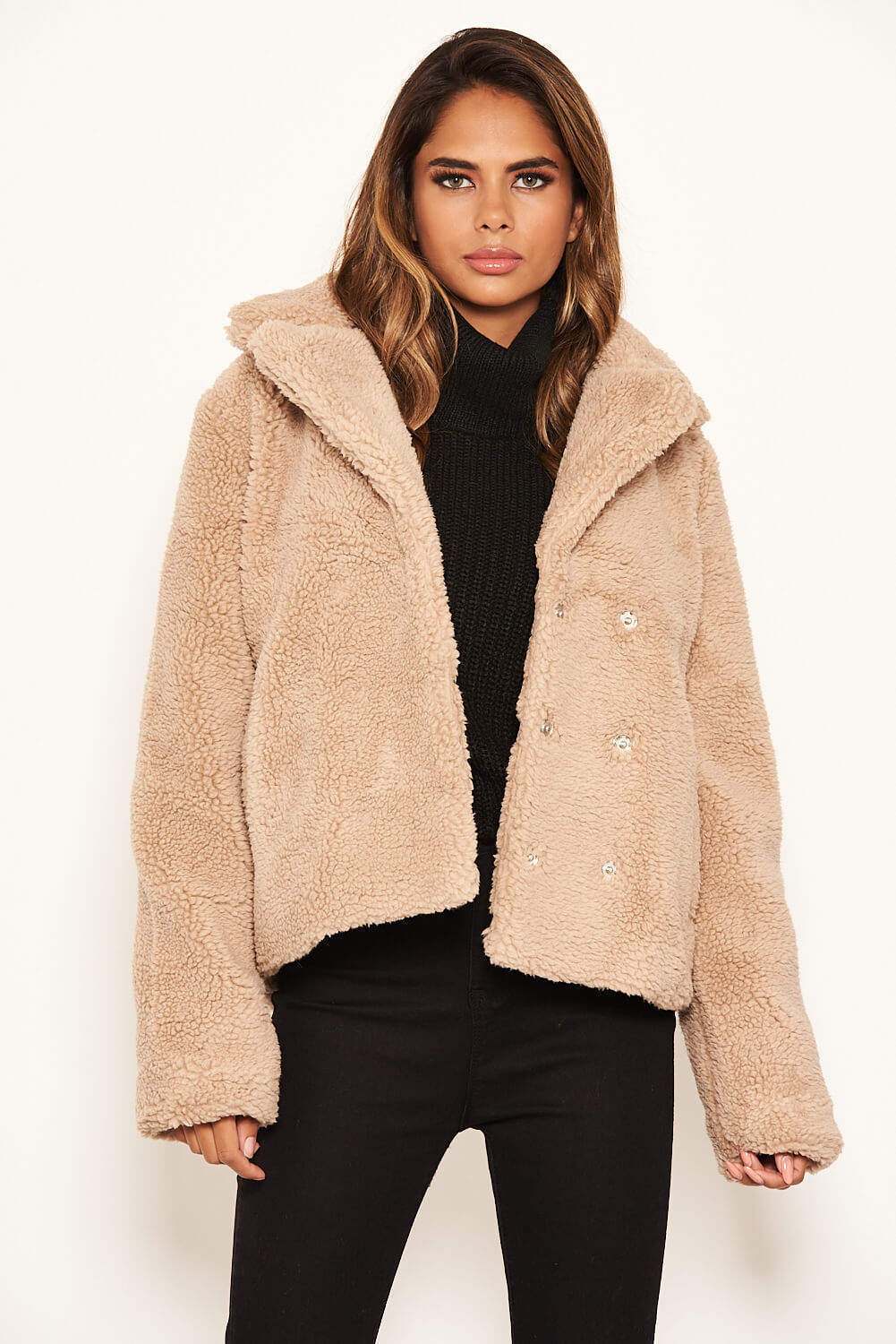 Oatmeal Teddy Faux Fur Short Coat - Image 5