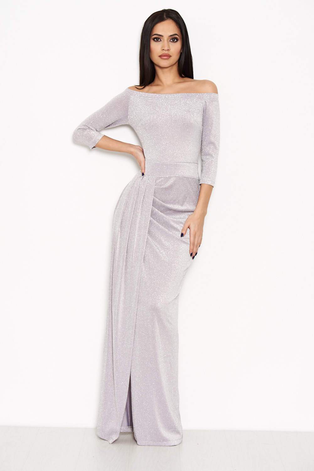 Off The Shoulder Sparkle Maxi Dress - Image 4