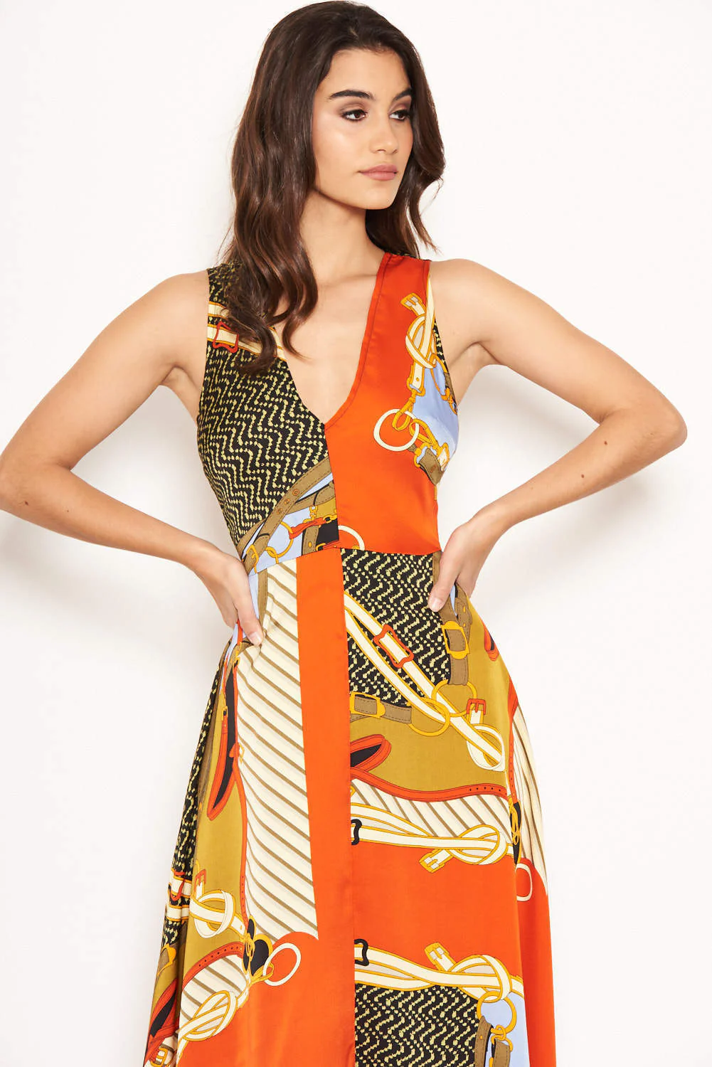 Orange Chain Print Maxi Dress - Image 6
