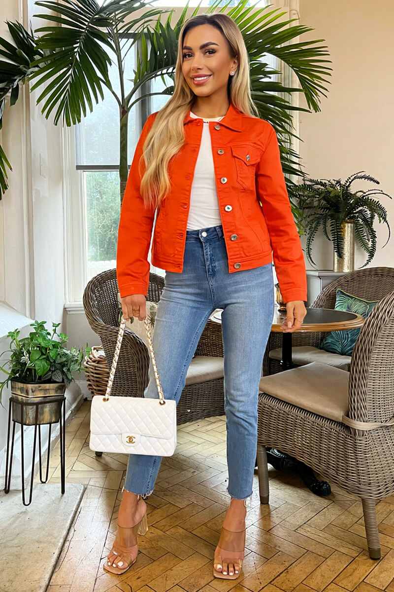 Orange Lightweight Denim Jacket - Image 2