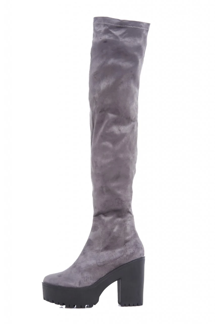 Over The Knee  Chunky Heeled Boot - Image 2