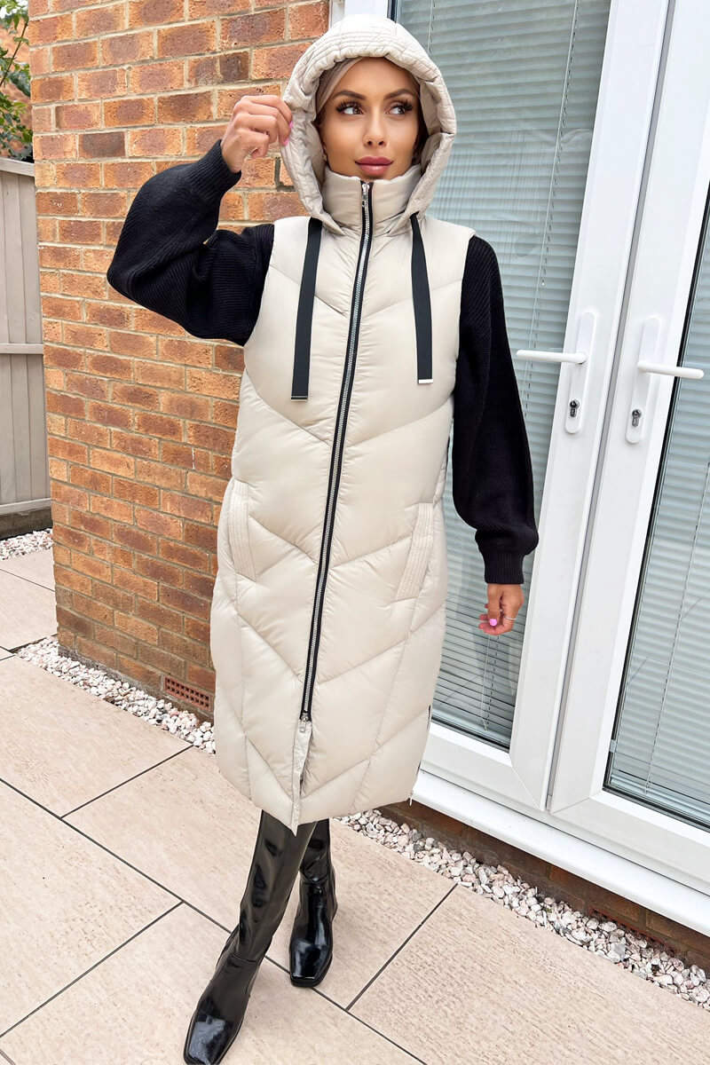 Oyster Hooded Puffer Gilet - Image 3