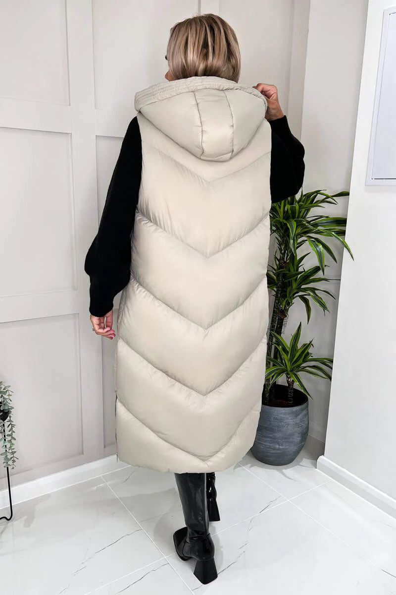 Oyster Hooded Puffer Gilet - Image 4