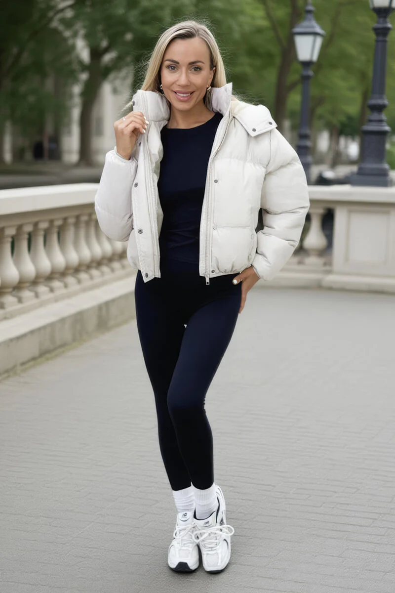 Oyster Hooded Short Puffer Coat - Image 2