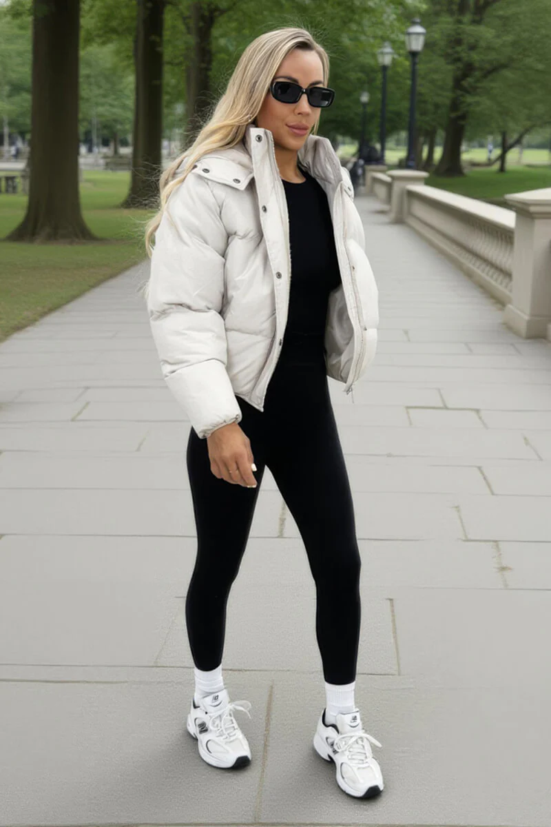 Oyster Hooded Short Puffer Coat - Image 3