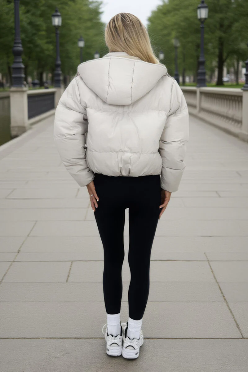 Oyster Hooded Short Puffer Coat - Image 5
