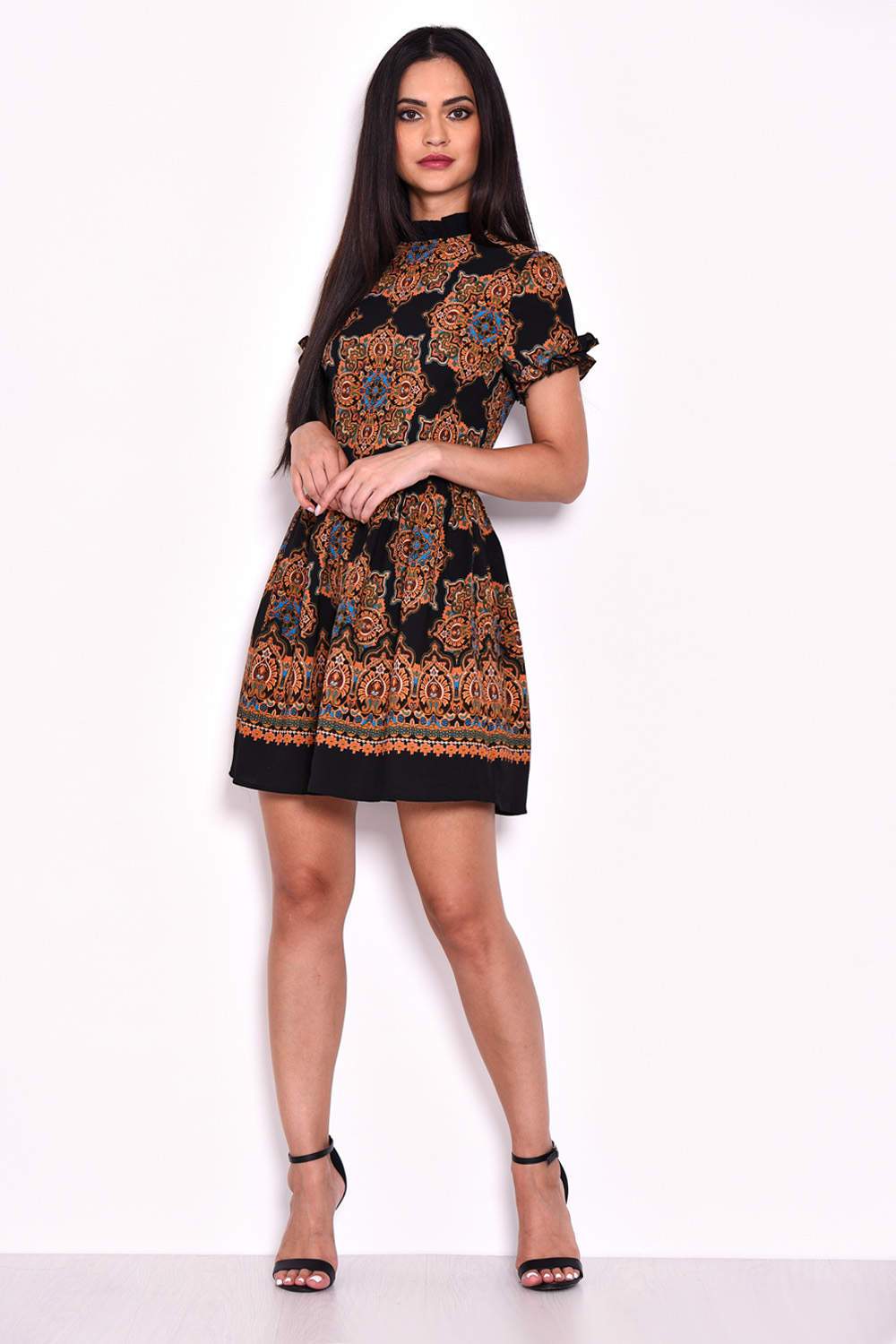 Paisley Skater Dress With Frill Detail - Image 2